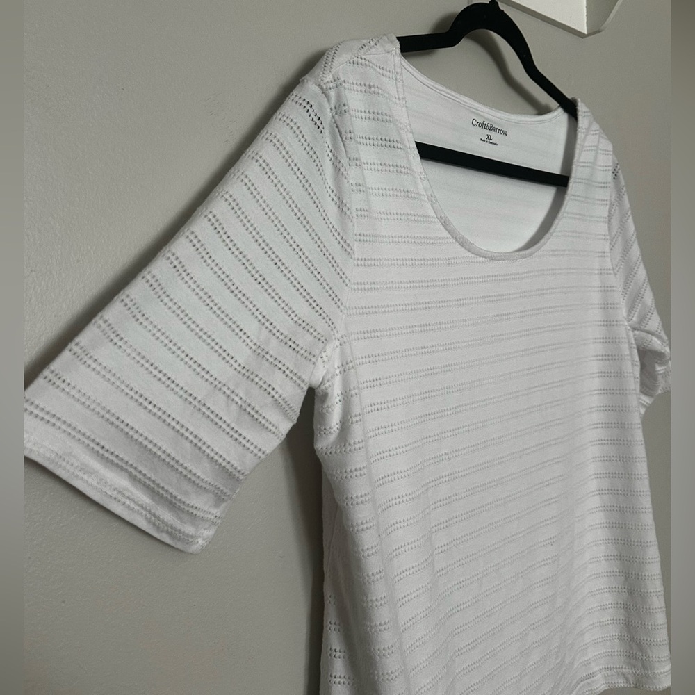 Croft & Barrow Striped White Short Sleeve Top